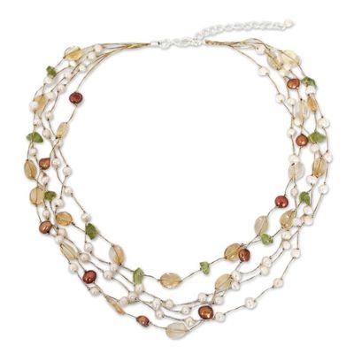 Alternate image for Beaded Multigem Pearl Necklace Spring Awakening