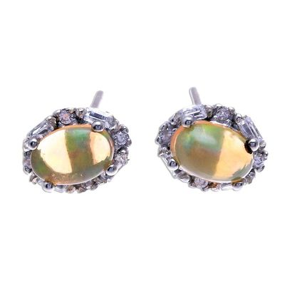 Alternate image for Oval Opal Stud Earrings from Thailand Bright Ovals