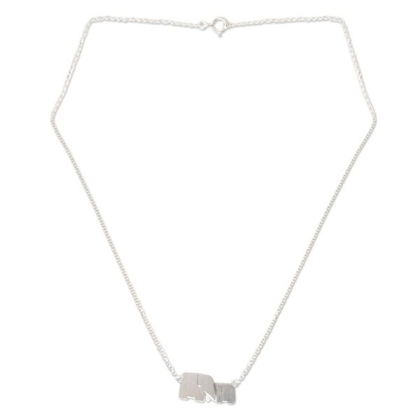 Alternate image for Hand Crafted Silver Elephant Pendant Necklace Family Love