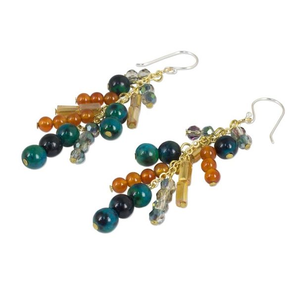Alternate image for Gemstone Waterfall Earrings in 24k Gold Plated Sterling Brilliant Cascade