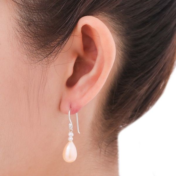 Alternate image for Handcrafted Pearl Earrings Sweet Peach Glamour