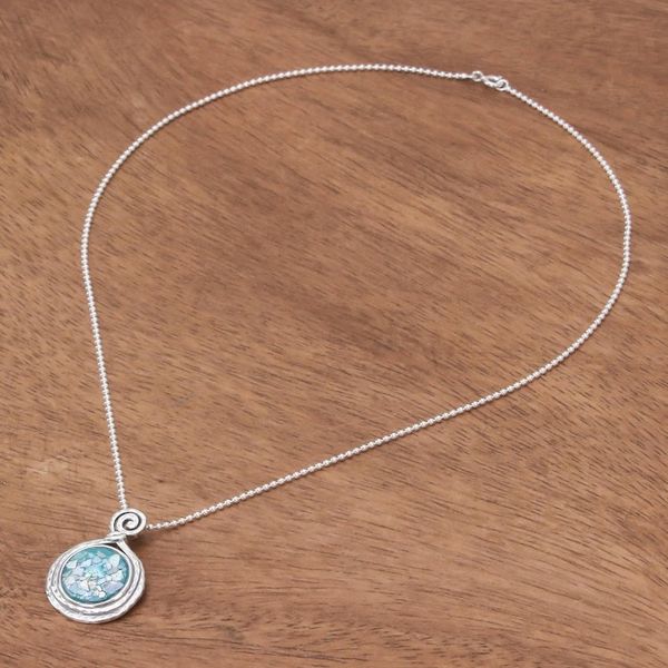 Alternate image for Artisan Crafted Roman Glass Pendant Necklace from Thailand Glittering Moon