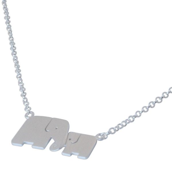 Alternate image for Hand Crafted Silver Elephant Pendant Necklace Family Love