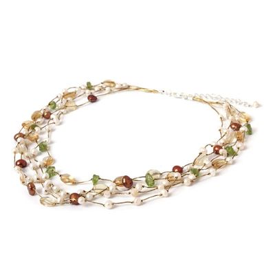 Alternate image for Beaded Multigem Pearl Necklace Spring Awakening