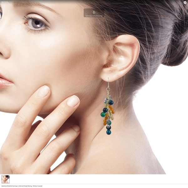 Alternate image for Gemstone Waterfall Earrings in 24k Gold Plated Sterling Brilliant Cascade