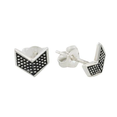 Alternate image for Sterling Silver Chevron Stud Earrings from Thailand Chevron Chic