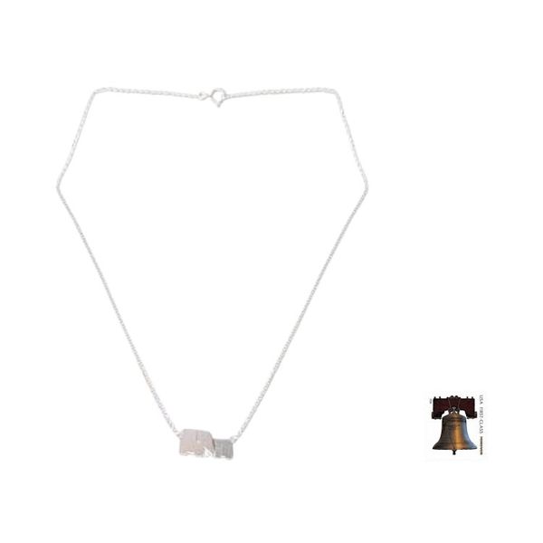Alternate image for Hand Crafted Silver Elephant Pendant Necklace Family Love
