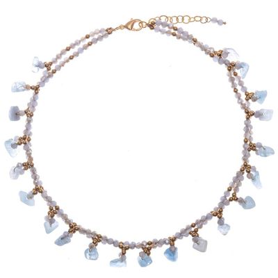Alternate image for Aquamarine Beaded Necklace with 14k Gold Accents Wonderful Light Blue