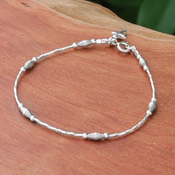 Alternate image for Karen Silver Cross Charm Bracelet Handcrafted in Thailand Undying Faith