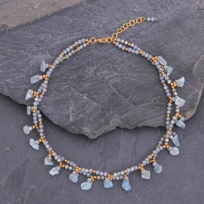 Alternate image for Aquamarine Beaded Necklace with 14k Gold Accents Wonderful Light Blue