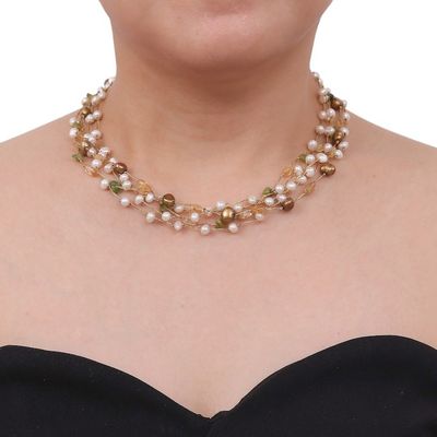 Alternate image for Beaded Multigem Pearl Necklace Spring Awakening