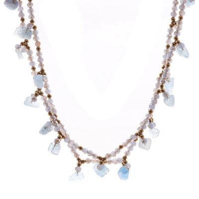 Alternate image for Aquamarine Beaded Necklace with 14k Gold Accents Wonderful Light Blue