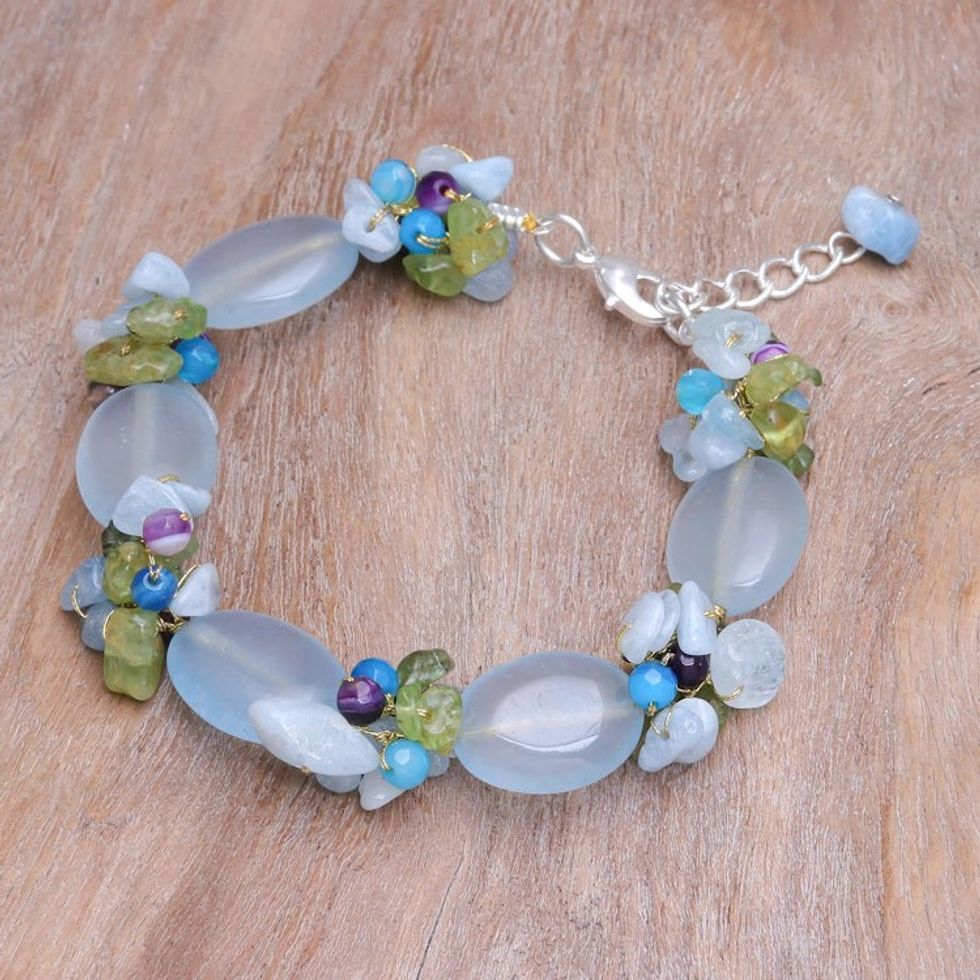 Hand Made Multi-Gemstone Beaded Bracelet 'Mermaid Treasure'