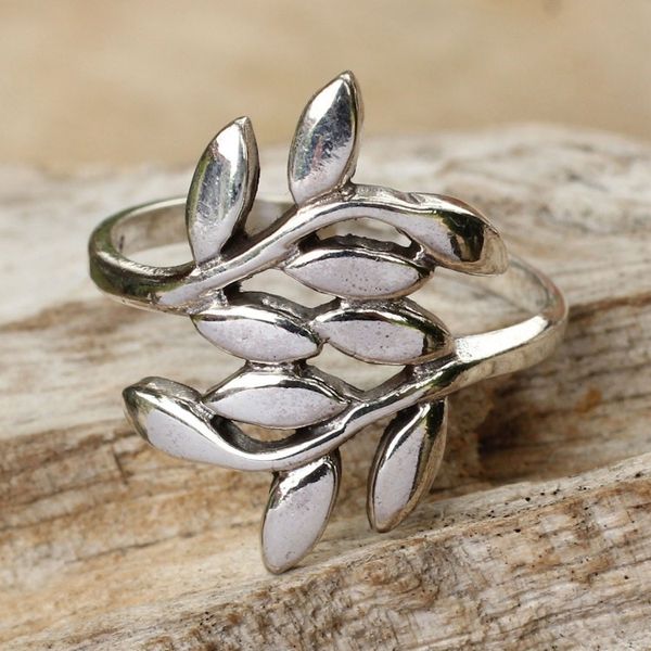 Alternate image for Sterling Silver Wrap Ring Olive Wreath