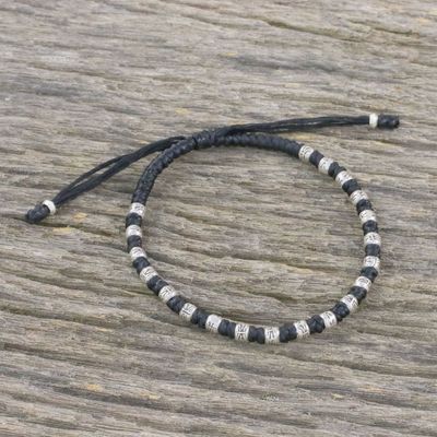 Alternate image for Braided Black Cord Bracelet Handmade in Thailand Enterprise in Black