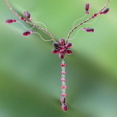 Alternate image for Garnet choker Floral Garnet Tears