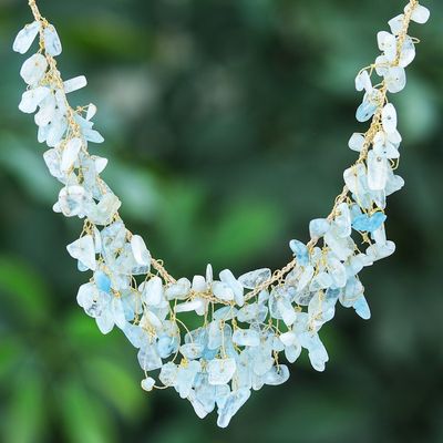 Alternate image for Handcrafted Aquamarine Beaded Waterfall Necklace in Blue Everlasting Waters
