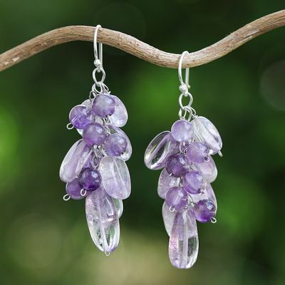 Alternate image for Beaded Amethyst Earrings Violet Clouds