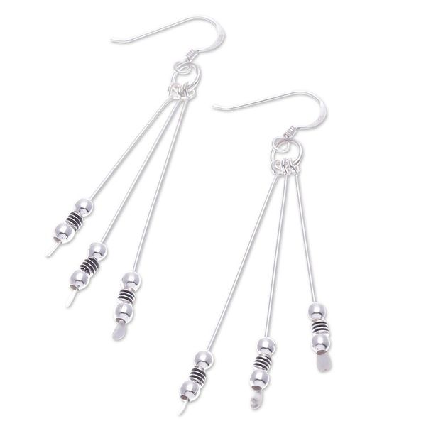 Alternate image for Modern Polished Sterling Silver Waterfall Dangle Earrings Trio of Style