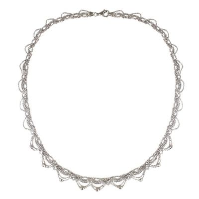 Alternate image for Lacy Sterling Silver Necklace Crafted from Ball Chain Deco Lace