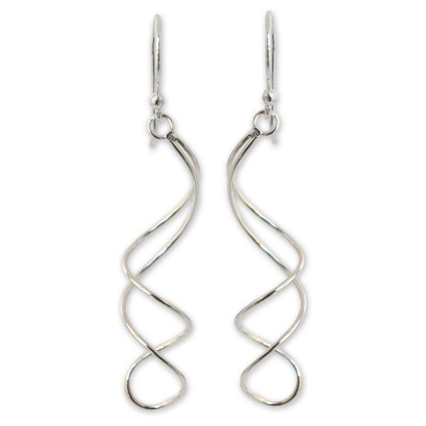 Alternate image for Handcrafted Modern Sterling Silver Dangle Earrings Gentle Sigh