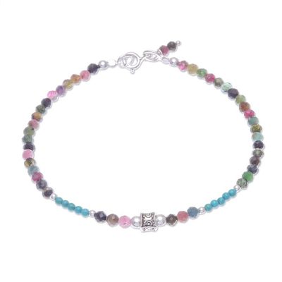 Alternate image for Hand Threaded Tourmaline and Sterling Silver Beaded Bracelet Nexus in Pink