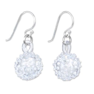 Alternate image for Handblown Glass Thorn Ball Themed Dangle Earrings Thorn Ball
