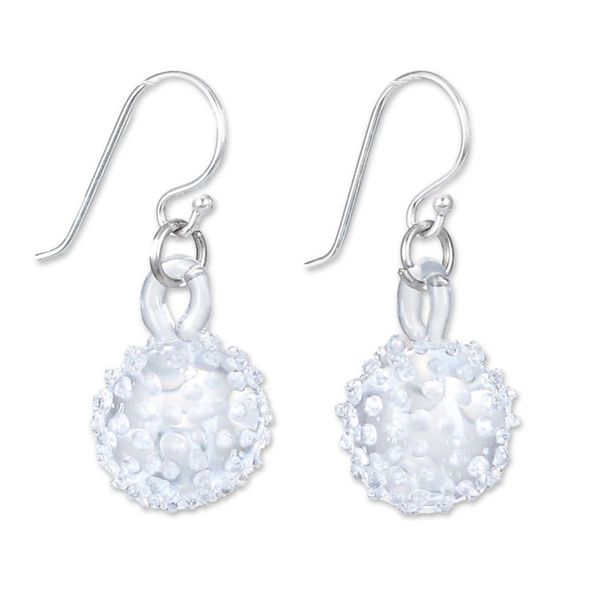 Alternate image for Handblown Glass Thorn Ball Themed Dangle Earrings Thorn Ball