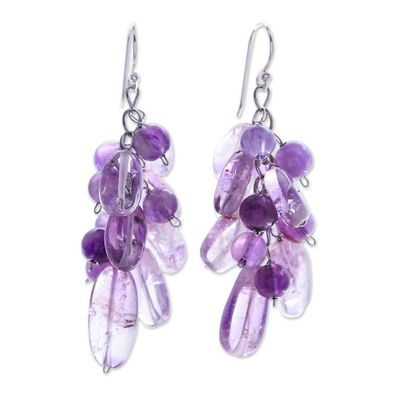 Alternate image for Beaded Amethyst Earrings Violet Clouds
