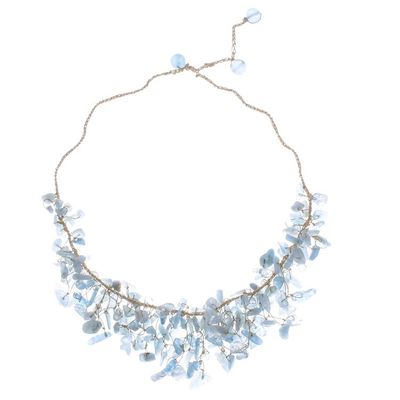 Alternate image for Handcrafted Aquamarine Beaded Waterfall Necklace in Blue Everlasting Waters