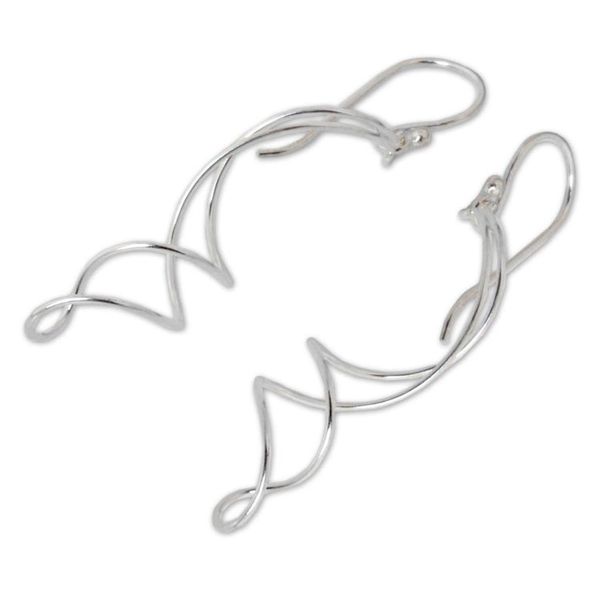 Alternate image for Handcrafted Modern Sterling Silver Dangle Earrings Gentle Sigh
