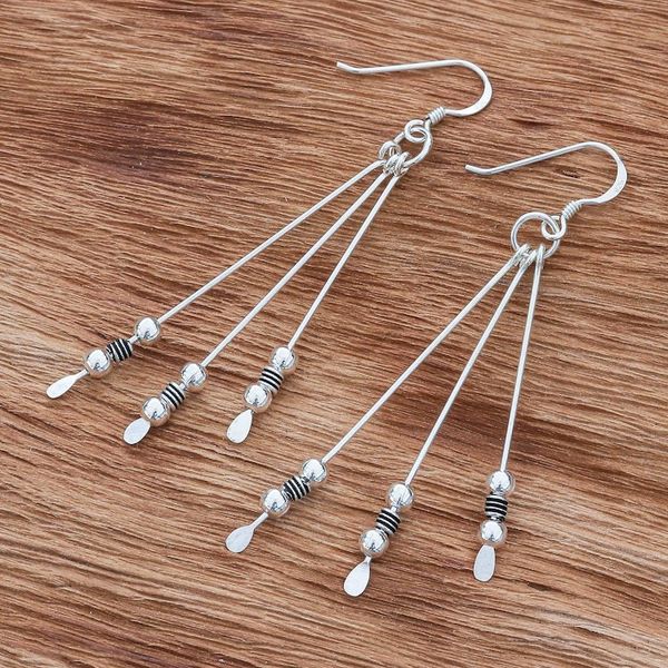 Alternate image for Modern Polished Sterling Silver Waterfall Dangle Earrings Trio of Style