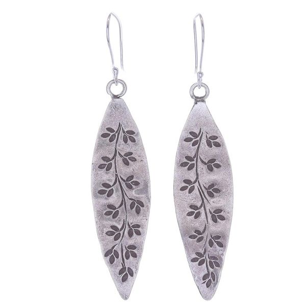 Alternate image for Handcrafted Karen Silver Dangle Earrings from Thailand Karen Spring