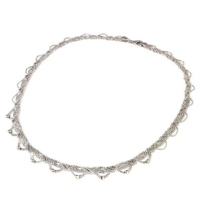 Alternate image for Lacy Sterling Silver Necklace Crafted from Ball Chain Deco Lace