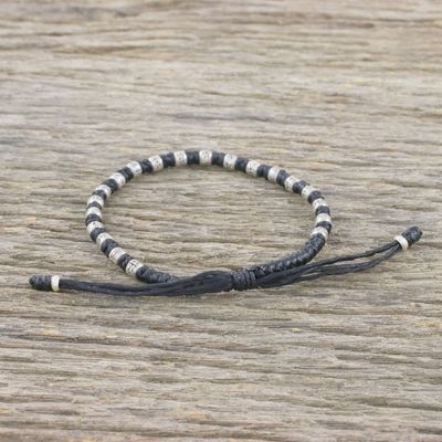 Alternate image for Braided Black Cord Bracelet Handmade in Thailand Enterprise in Black