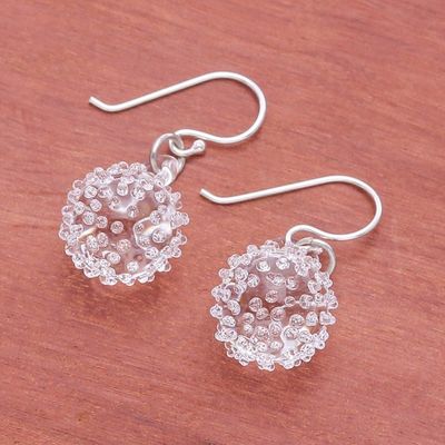 Alternate image for Handblown Glass Thorn Ball Themed Dangle Earrings Thorn Ball