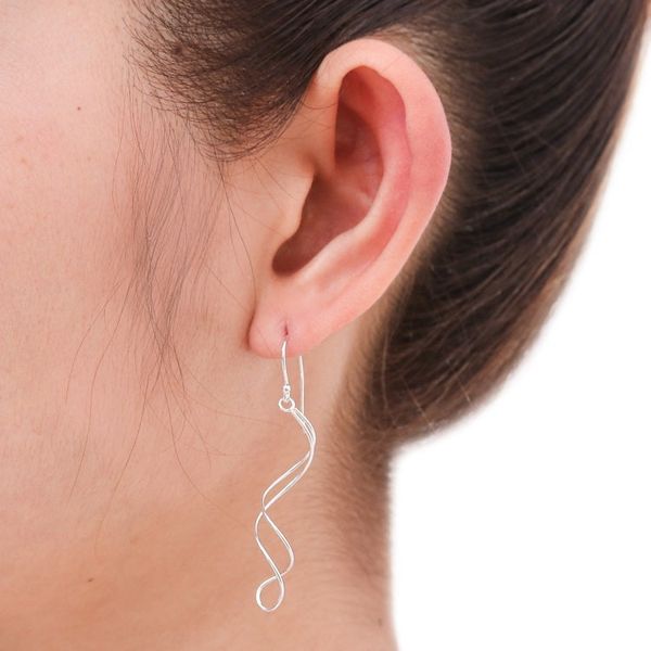 Alternate image for Handcrafted Modern Sterling Silver Dangle Earrings Gentle Sigh