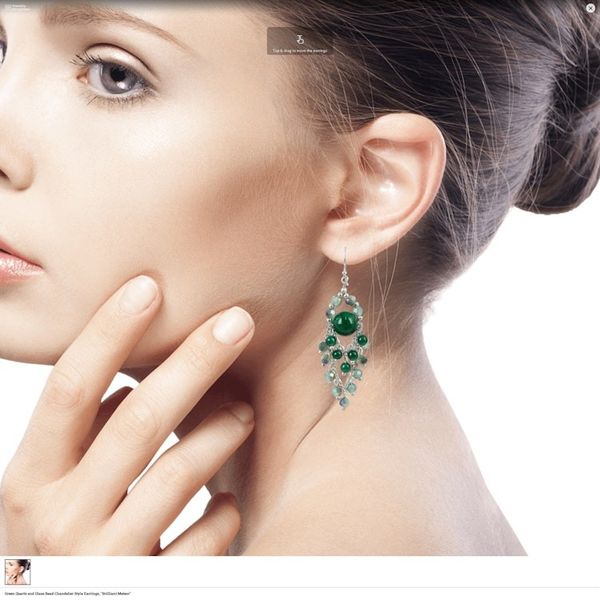 Alternate image for Green Quartz and Glass Bead Chandelier Style Earrings Brilliant Meteor