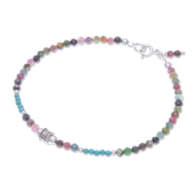 Alternate image for Hand Threaded Tourmaline and Sterling Silver Beaded Bracelet Nexus in Pink