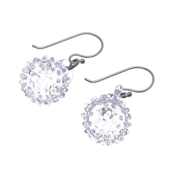 Alternate image for Handblown Glass Thorn Ball Themed Dangle Earrings Thorn Ball