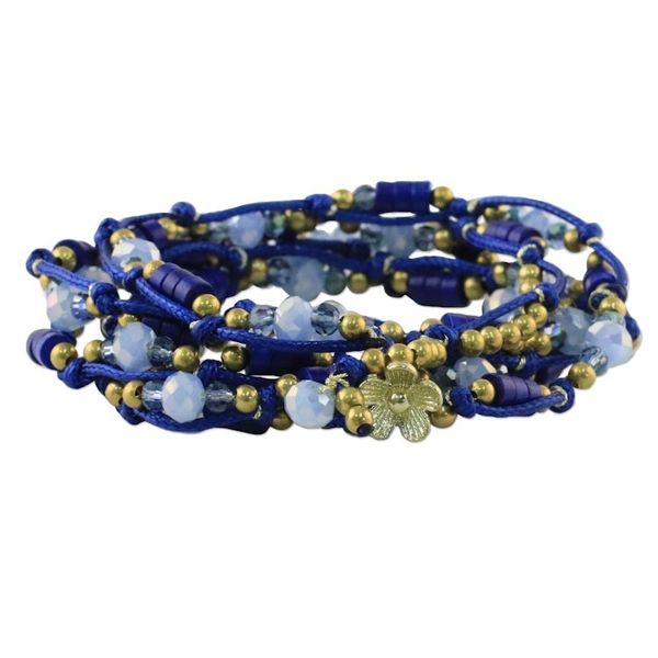 Alternate image for Blue Calcite and Glass Beaded Wrap Bracelet from Thailand Holiday Party