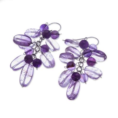 Alternate image for Beaded Amethyst Earrings Violet Clouds