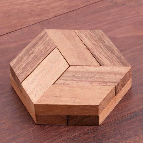 Alternate image for Hexagonal Raintree Wood Puzzle from Thailand Elegant Hexagon