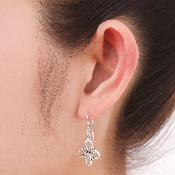 Alternate image for Hand Crafted Thai Sterling Silver Dangle Hook Earrings Endless Ribbon