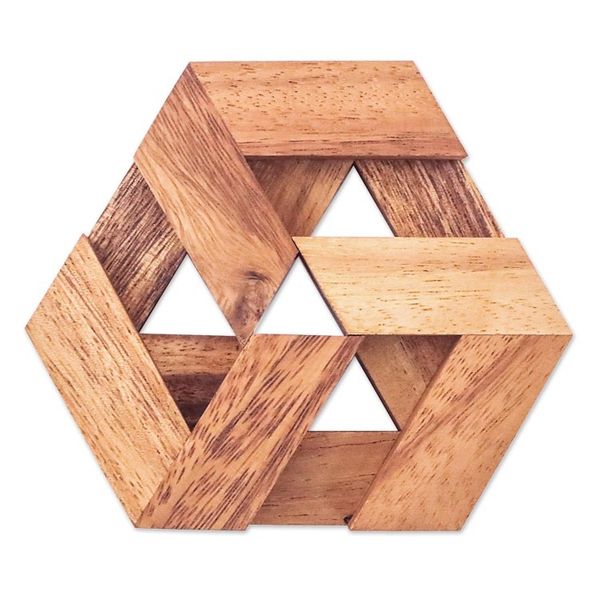Alternate image for Hexagonal Raintree Wood Puzzle from Thailand Elegant Hexagon