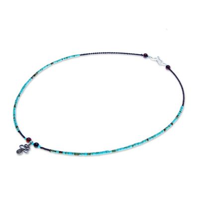 Alternate image for Multi-Gemstone Karen Silver Pendant Necklace from Thailand Spiral Charm