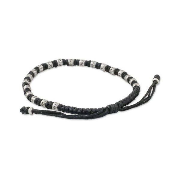 Alternate image for Braided Black Cord Bracelet Handmade in Thailand Enterprise in Black