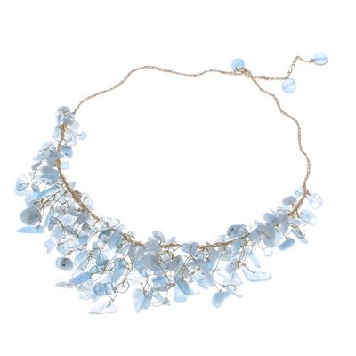 Alternate image for Handcrafted Aquamarine Beaded Waterfall Necklace in Blue Everlasting Waters