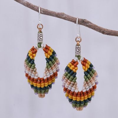 Alternate image for Macrame and Bead Dangle Earrings Mini Boho in Multi
