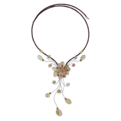 Alternate image for Hand Made Floral Citrine Necklace Bohemian Sunflower